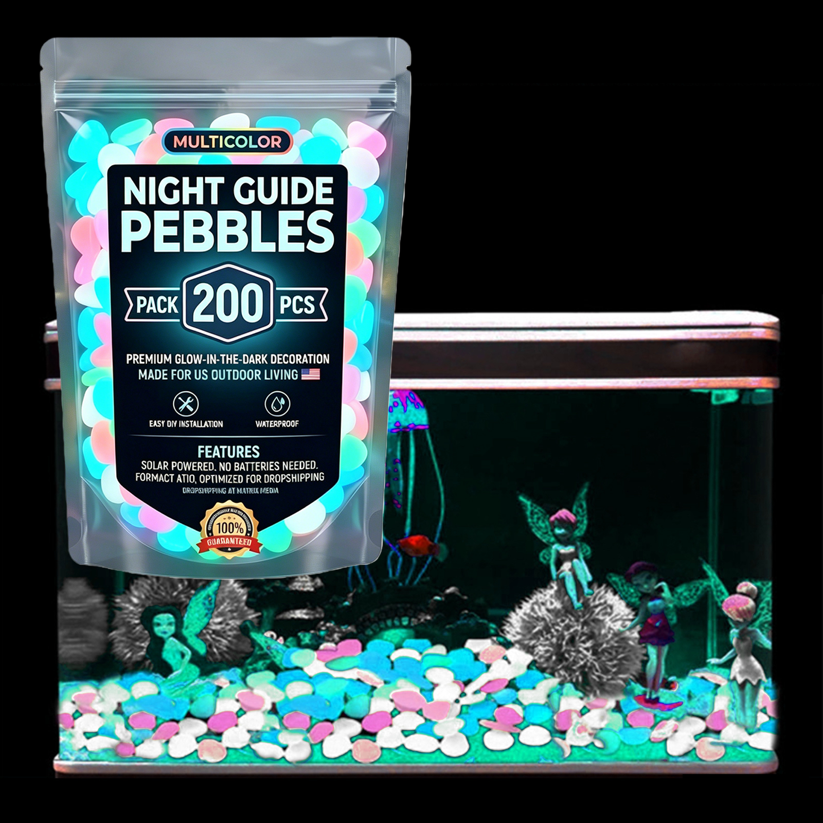 Fish Aquarium Guide - 200/400/600/1000pcs Glow In The Dark Rocks