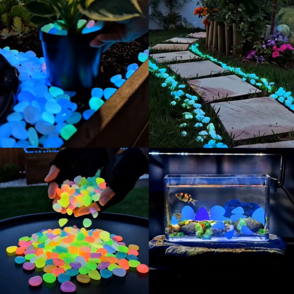 Fish Aquarium Guide - Resin Glow-in-the-Dark Pebbles, Night Guide Luminous