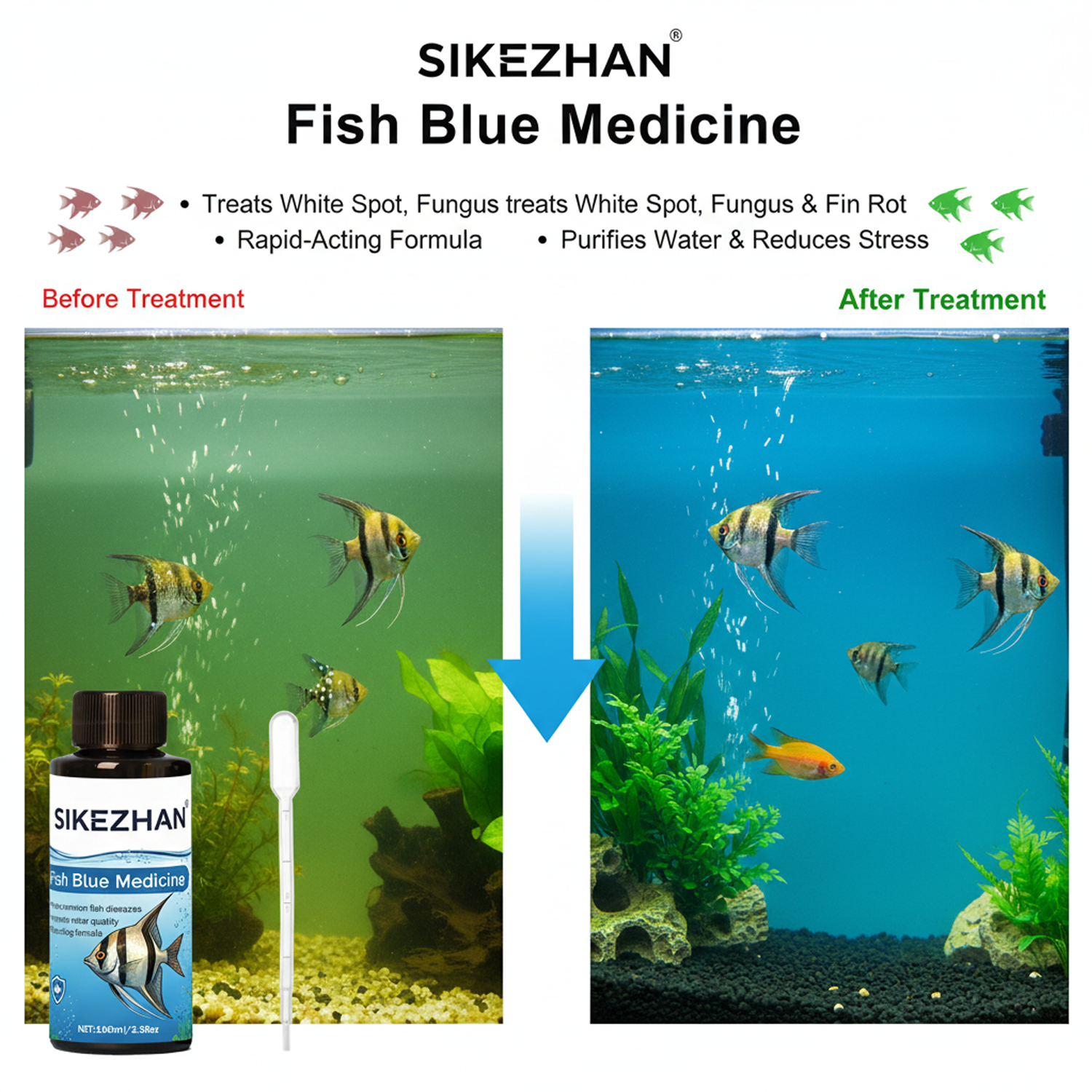 500ml Methylene Blue Solution  - đánh giá và giá Aquarium Fish Tank Cleaner
